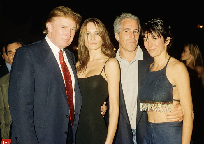 ▲从左至右为：特朗普夫妇与爱泼斯坦和马克斯韦尔