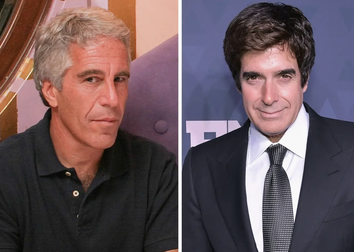 ▲爱泼斯坦和大卫·科波菲尔（右）