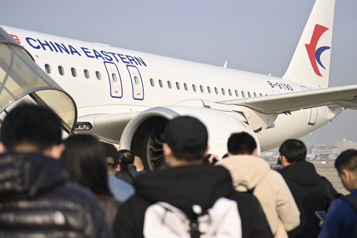 今日执飞京沪线的C919&nbsp; &nbsp;编号B-919D&nbsp; &nbsp; &nbsp;图片来源：东航供图