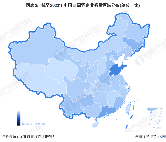 注：此处统计的葡萄酒企业包括葡萄酒生产企业以及葡萄酒珠宝销售企业等。