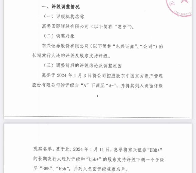 东兴证券公告 来源：企业预警通