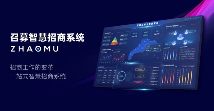 （召募智慧招商系统3.0驾驶舱示意图）