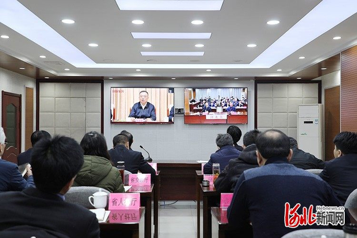 图为2024年全省春运电视电话会议现场。姚恒嘉 摄