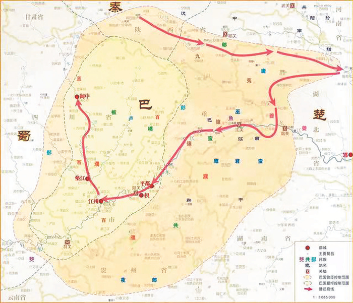     巴人迁徙路线图    （图片源于网络）