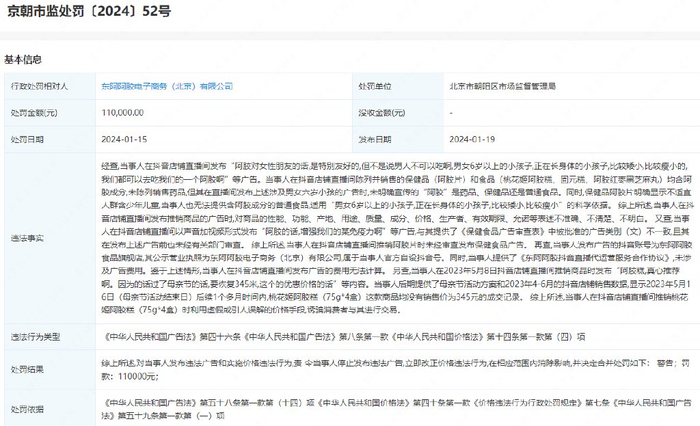 相关行政处罚内容截图
