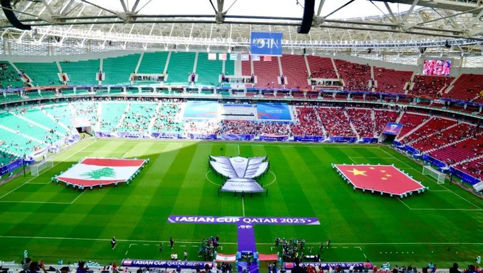 中国队对阵黎巴嫩队赛前入场仪式