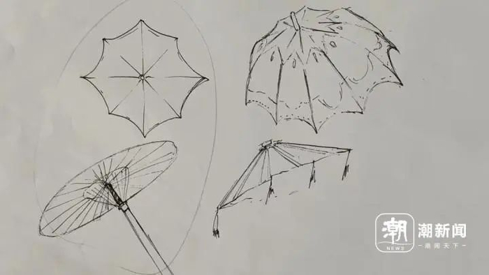 伞厂根据网友需求画的设计图纸。受访者供图