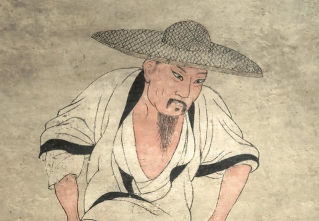 △明代画家朱之蕃《临李公麟画苏轼像轴》（局部）