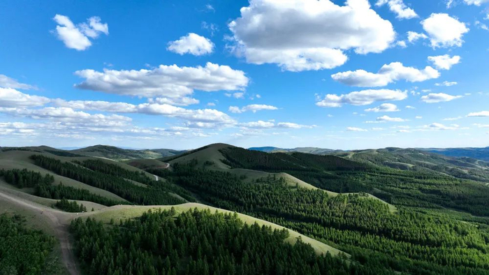 2023年6月11日拍摄的位于内蒙古呼和浩特市的大青山（无人机照片）。新华社记者 安路蒙 摄