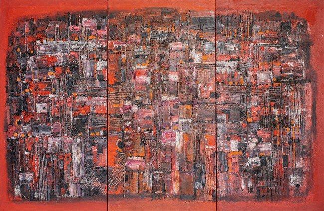 杨云，《四季红》，布面油画，180cm×120cm
