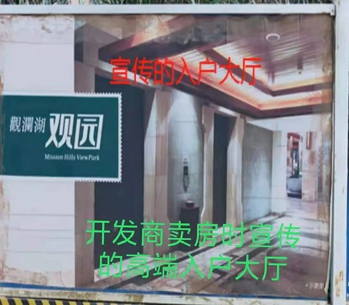 ▲ 开发商卖房时宣传的高端入户大厅。图 / 受访者供图