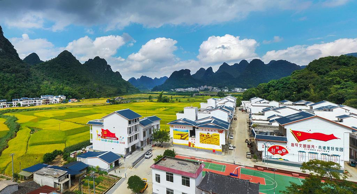 △近年来，广西白色大力实施民生工程，改善了农村面貌，图为百色靖西市化垌镇三友村。