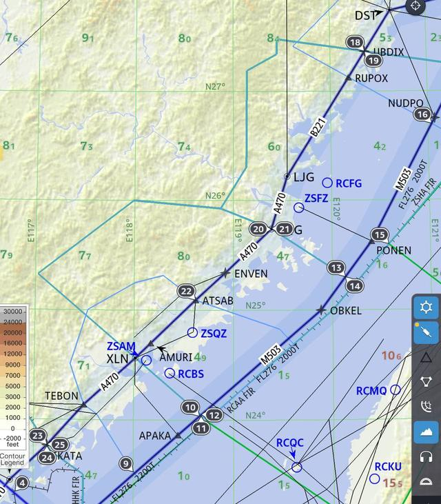 M503航线与A470航线示意图。受访者供图