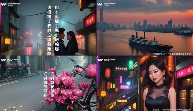AI短片《迷失上海》相关素材由万兴“天幕”生成