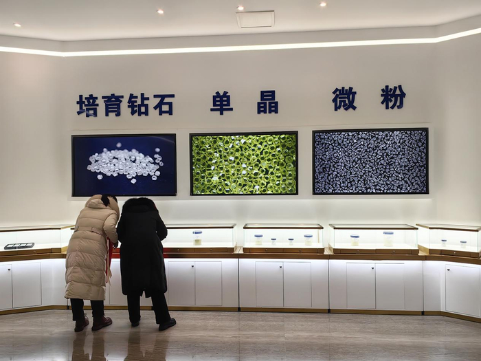 2月5日，消费者在培育钻石工厂内参观。