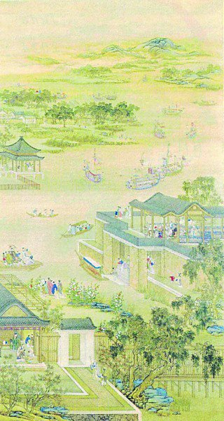 《雍正十二月行乐图》之《五月竞舟》（清） 郎世宁 绘 资料图片