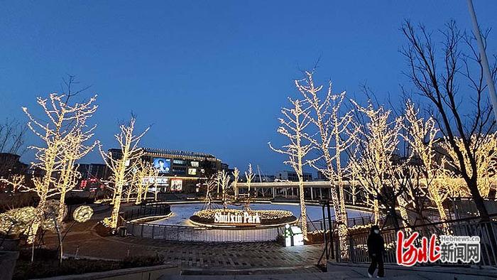 2月7日晚，雄安新区容东片区水心公园，“森灵光语”主题空间点亮璀璨夜色。河北日报记者 曹 铮摄