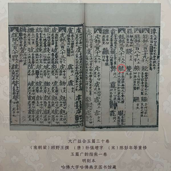 楷书中的“龙”字