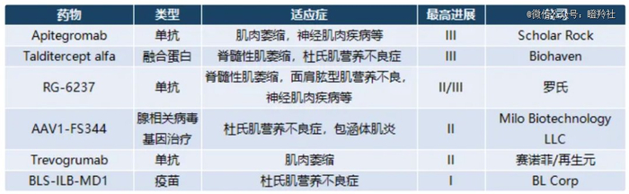 （靶向肌肉生长抑制素疗法不完全统计   图源：吉满生物）