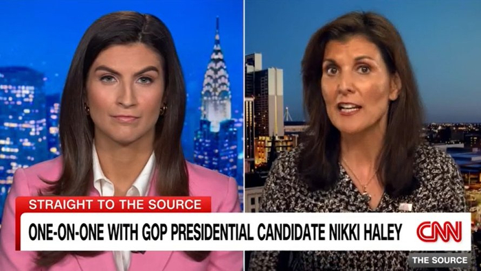 黑利（右）接受CNN采访，视频截图