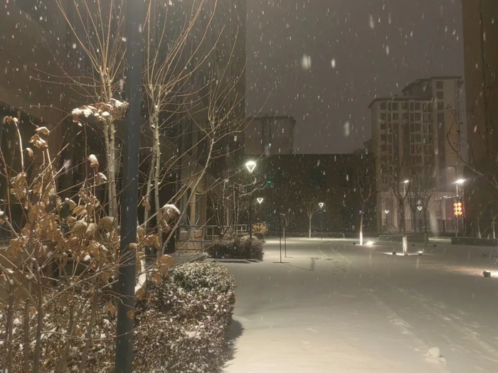 2月20日晚，雄安雪景。王艺颖摄