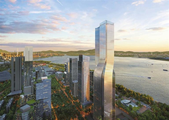     深圳湾超级总部基地B塔项目效果图。