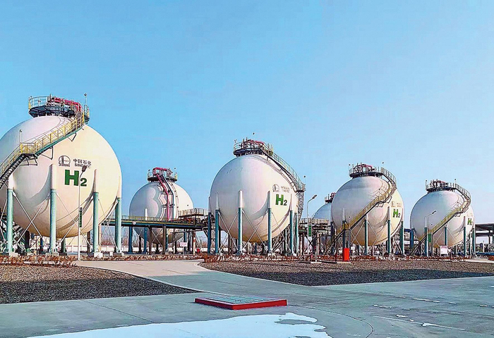     位于库车经济技术开发区的中国石化新星新疆库车绿氢工厂（中石化供图）