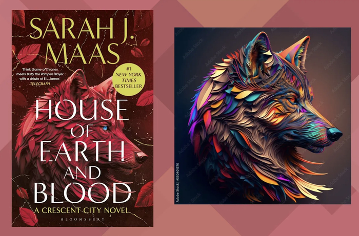 左为《地球与血液之家》封面，右为AI生成原始图像