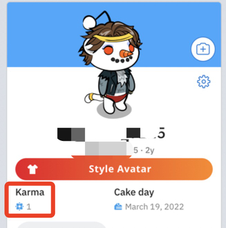 （用户的Karma值会显示在其个人主页 图源/Reddit）