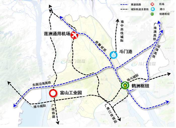 珠海中心站（鹤洲）枢纽站城一体工程项目位置示意图