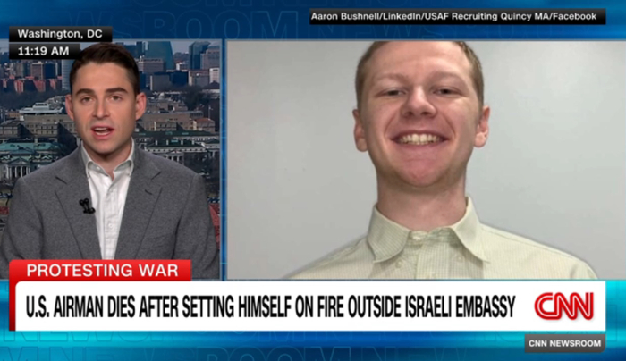 　CNN报道截图，右为布什内尔