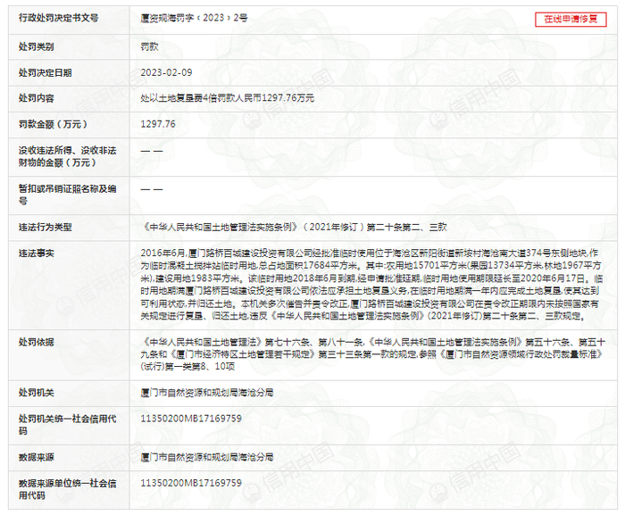 （以上截图：信用中国网站）