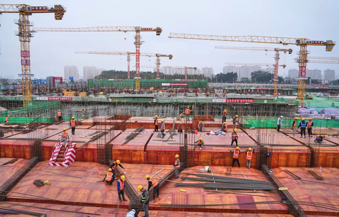 环湾自贸港新城未来社区（一期）项目施工现场。海南日报记者 封烁 摄