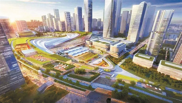 ▲西丽高铁枢纽。 效果图