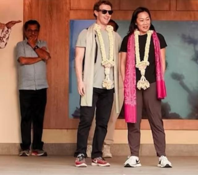 ▲meta首席执行官扎克伯格出席阿南特婚前活动