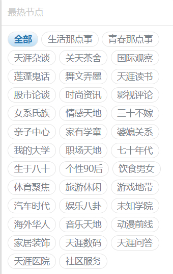 天涯社区版块分类。天涯社区截图。