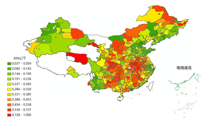 【图12 空心村（常住人口低于30%）的分布情况】