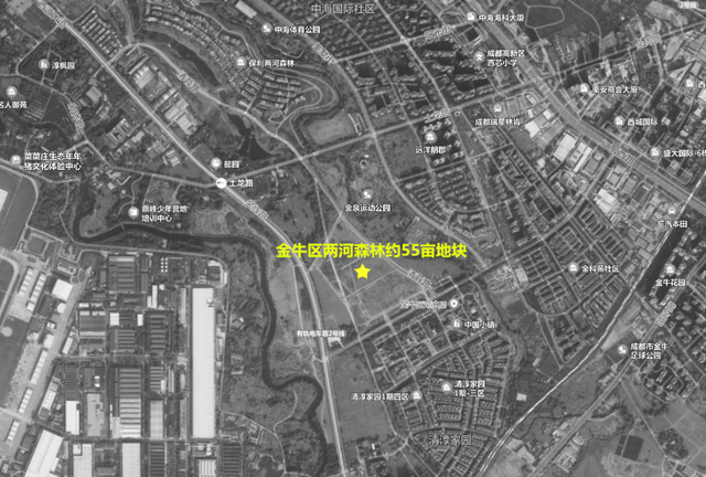 金牛区两河森林约55亩地块区位示意图