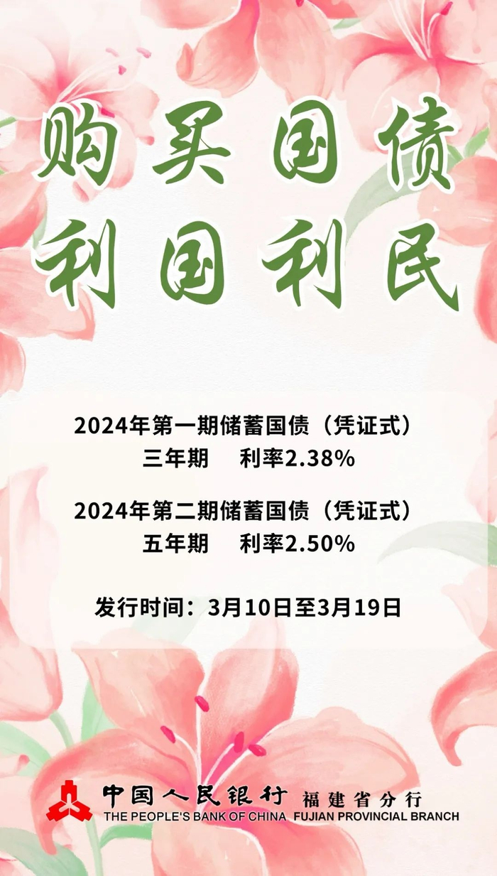 2024年首批储蓄国债明日发行!