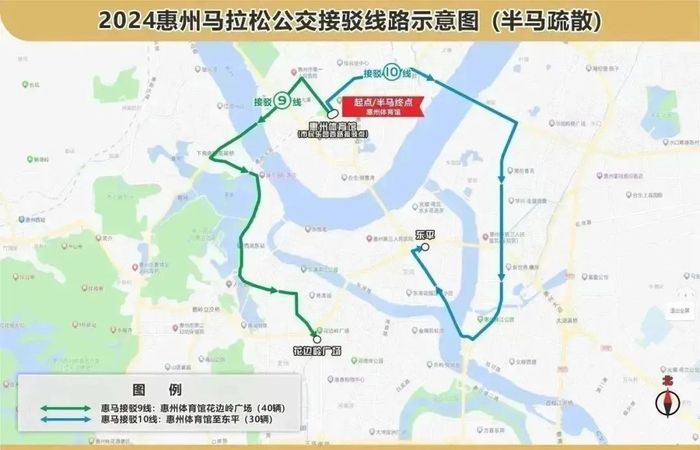 （半程马拉松赛后疏散线路示意图）