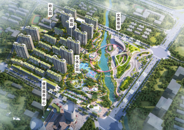 （新东升·佑园鸟瞰图。）