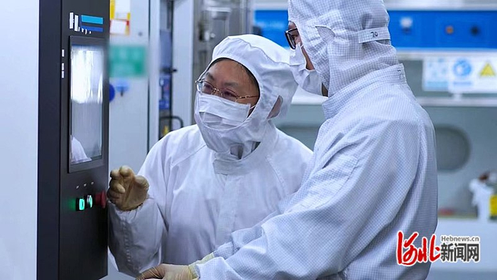 2月5日，蔚翠（左一）与团队在实验室查看数据。省妇联供图