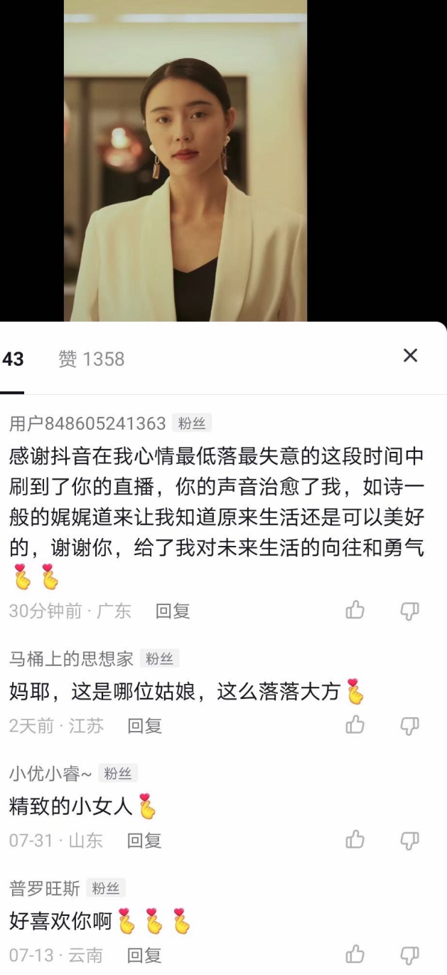 用户在诗蝶评论区的留言