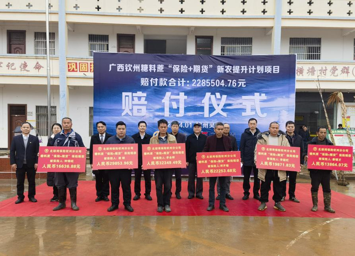 图为北部湾保险钦州糖料蔗“保险+期货”赔付仪式现场（万富元摄）