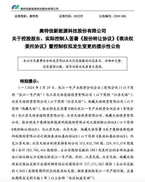 ▲奥特佳公告截图