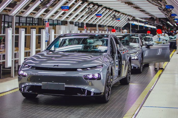 △小鹏汽车生产车间。