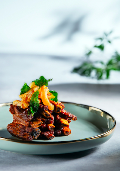 百香果酱烤排骨。