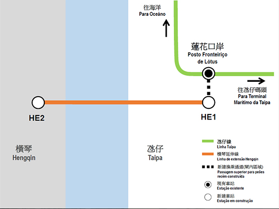 澳门轻轨延伸横琴线项目示意图。
