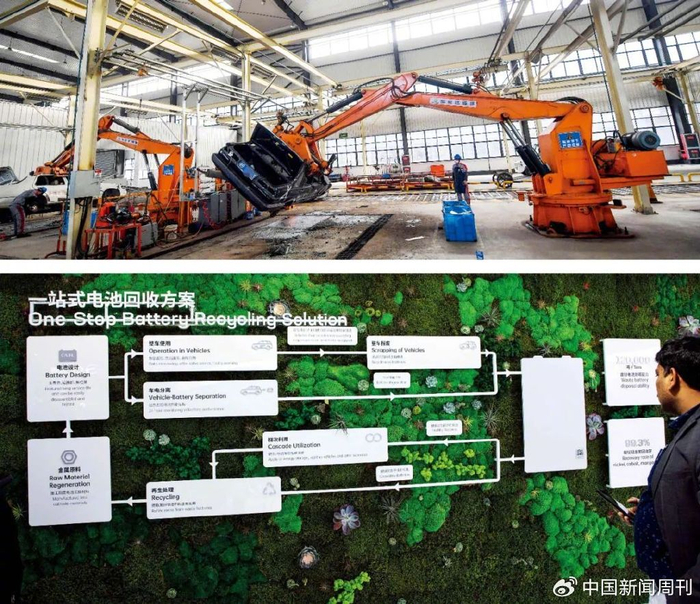 上图：浙江湖州市一家机动车回收拆解企业的作业现场。图/新华