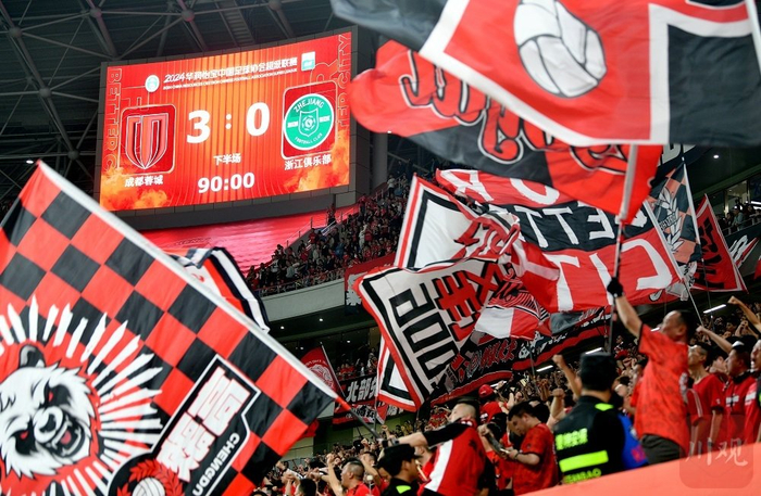 成都蓉城最终3：0击败浙江队。